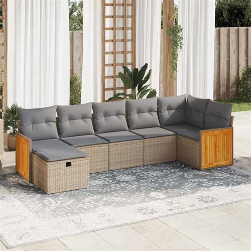 Non Communiqué Beige Salon De Jardin Vidaxl Resine Tressee 7 Pieces X 59 X 69 7 Personnes