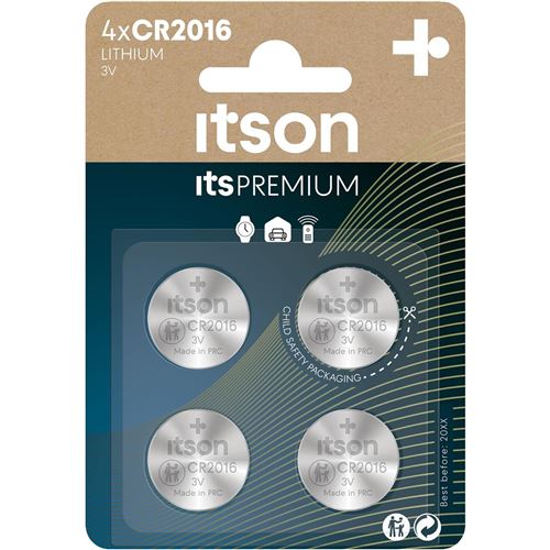 ITSON Pack 4 CR2016 Piles bouton Lithium Idéale clés de voiture, montres