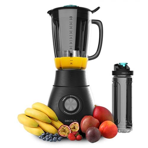 Cecotec Batidora de Vaso Power Black Titanium 2500MAX Go. 2500W Máxima Potencia, 6 Hojas con Recubrimiento de Titanio Negro