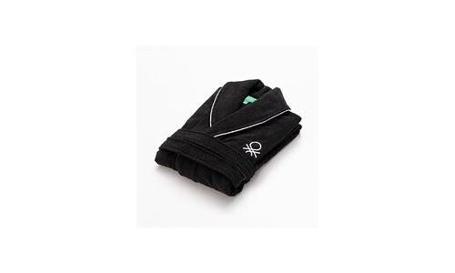 Peignoir noir et blanc en coton taille L/XL Maison Benetton Diempi