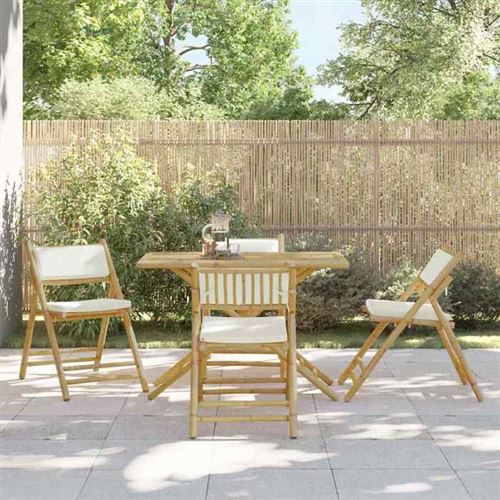 Non Communiqué Blanc Salon De Jardin Vidaxl Bambou Beige 4 Pieces