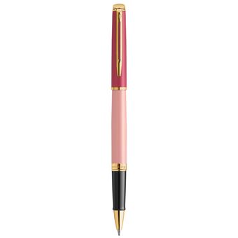 Stylo roller Waterman Hémisphère, laque rose, finition dorée, recharge noire pointe fine, coffret cadeau