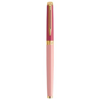 Stylo roller Waterman Hémisphère, laque rose, finition dorée, recharge noire pointe fine, coffret cadeau