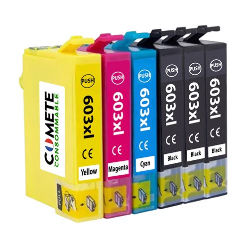 COMETE CONSOMMABLE COMETE - 603XL - 6 Cartouches d'encre Compatibles Epson 603 XL - Marque fran&ccedil;aise