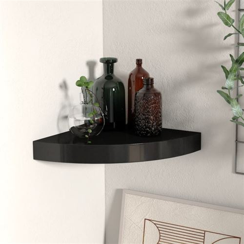 Non Communiqué Noir Étagère D Angle Flottante 25X25x3,8 Cm Mdf
