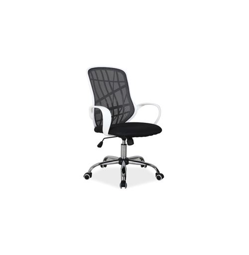 Chaise de bureau à roulettes - Dexter - 51 x 45 x 95 cm - Noir et blanc