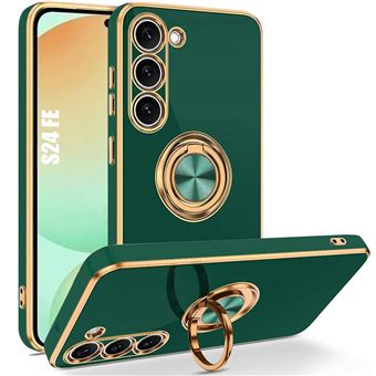 Coque pour Samsung Galaxy S24 FE (pas pour S24), Protection Silicone Vert Nuit Anti-Rayures avec Anneau Support - BOOLING - 1