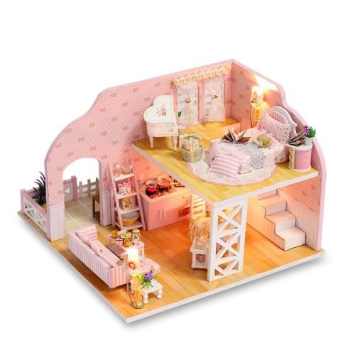 Maison miniature Bricolage 3D en bois Meubles LED Maison Puzzle décorez cadeaux Creative Pealer4328