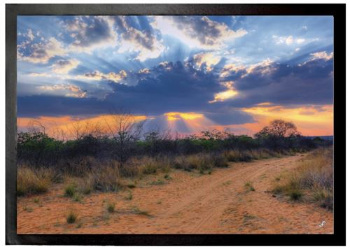 Couchers De Soleil Paillasson Essuie-Pieds - Rayons De Soleil À Travers Des Nuages, Parc National Waterberg, Namibia (70x50 cm)
