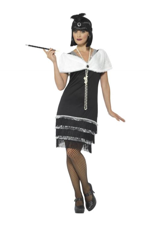 Costume Charleston Noir Avec Fourrure - Noir / blanc - M