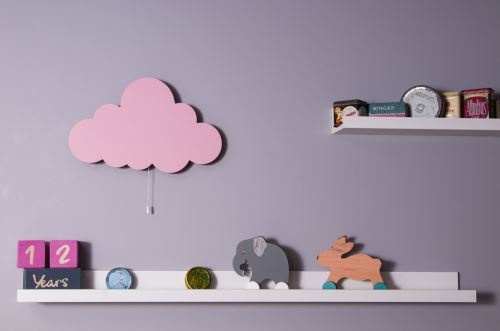 HOMEMANIA Lampe Murale Cloud - Cloud, Applique - pour les enfants - pour la chambre des enfants - Rose en MDF, 40 x 3 x 25 cm, 1 x LED Strip, Max 14,4 W, 600LM