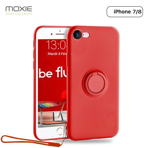 Coque iPhone 7/8 Moxie BeLoop® Coque Silicone Liquide avec Ring Holder, Anti-chocs et Anti-rayures - Rouge