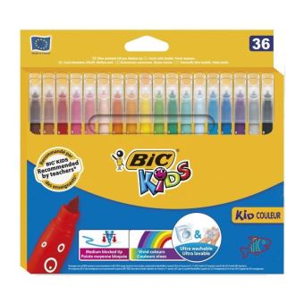 36 Feutres BIC Kids Couleur pointes moyennes ulta lavables - Dessin et  coloriage enfant - à la Fnac