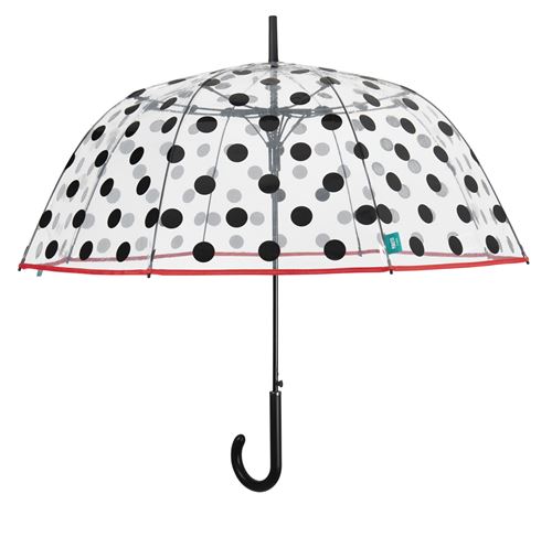 Perletti parapluie à pois dames 89 cm fibre de verre transparent/noir