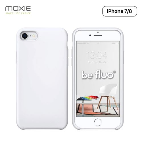 Coque iPhone 7/8 Moxie BeFluo® Coque Silicone Liquide Fine et Légère, Anti-chocs et Anti-rayures - Blanc