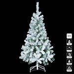 Sapin de Noël 150 cm vert floqué blanc