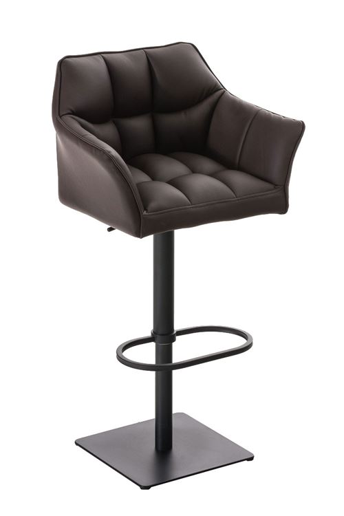 Tabouret de bar Damaso en similicuir - Piètement Tulipe Noir - Siège Marron