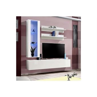 Meuble tv mural design "fly ii" 170cm blanc - 1