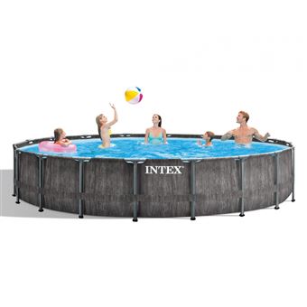 Piscine tubulaire Intex - Ronde - Baltik - 5,49 x 1,22 m - Accessoires inclus - Gris