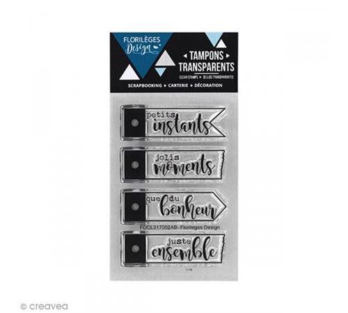 Tampons clear Florilèges Design - Etiquettes - 4 tampons
