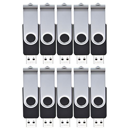 FEBNISCTE 10 Pièce Clés USB 256MB(NOT 256GB), Noir Nice Pivotant USB 2.0 Stick