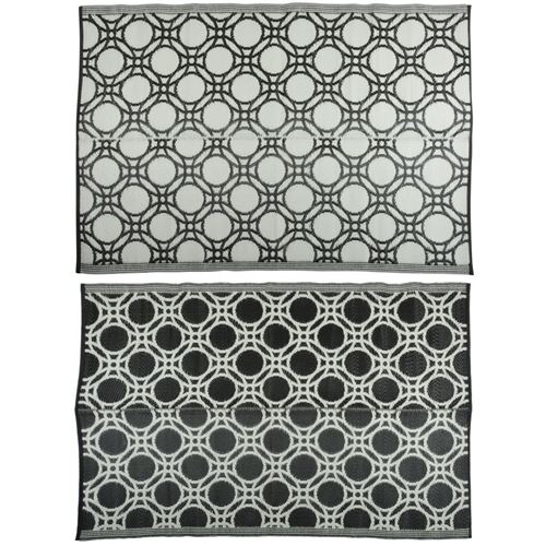 Esschert Design Tapis d'extérieur Cercles 174x121cm Noir et blanc OC17
