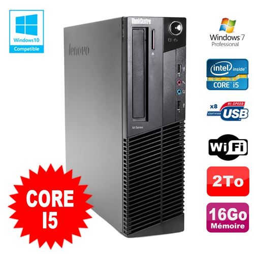 Pc lenovo thinkcentre m82 sff core i5-2400 16go 2to graveur wifi win 7 pro