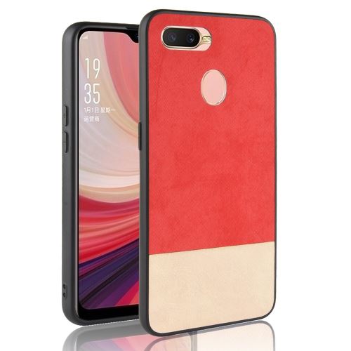 Etui en PU hybride d'épissure bicolore rouge pour votre Oppo A7