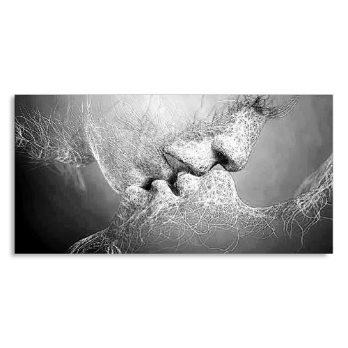 Black White Love Kiss Abstract Art on CANVAS WALL ART Picture Print A4 A1 A2 Peinture décorative 80*50cm