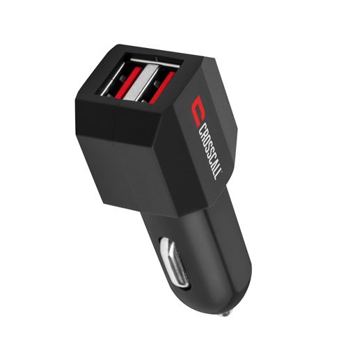 Crosscall - Adaptateur d'alimentation pour voiture - 2.1 A - 2 connecteurs de sortie (USB) - noir, rouge