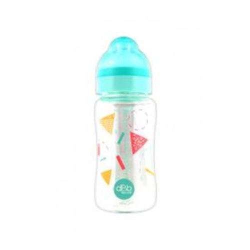 DBB REMOND Biberon Lo Géométrie Verre 240 Ml Tétine Silicone 0-4 Mois - System Rose Translucide - S/Bte