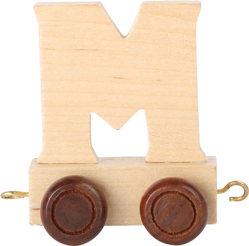 Small Foot chariot de train lettre M bois beige 5 x 3,5 x 6 cm