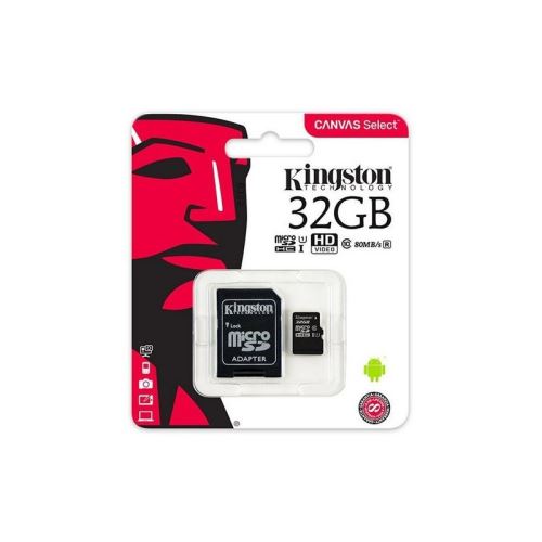 Kingston Canvas Select - Carte mémoire flash (adaptateur microSDHC - SD inclus(e)) - 32 Go - UHS Class 1 / Class10 - microSDHC UHS-I