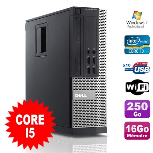 Pc dell optiplex 990 sff i5-2400 3.1ghz 16go disque 250go dvd wifi w7