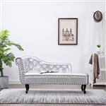 Canapé méridienne Chesterfield capitonné argent