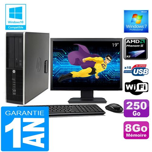 PC HP Compaq 6005 Pro Sff Amd Phenom II Ram 8Go Disque 250 Go WiFi W7 Ecran 19'