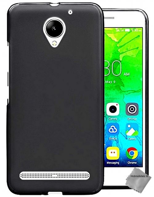 Housse etui coque pochette silicone gel fine pour lenovo c2 + verre trempe - noir