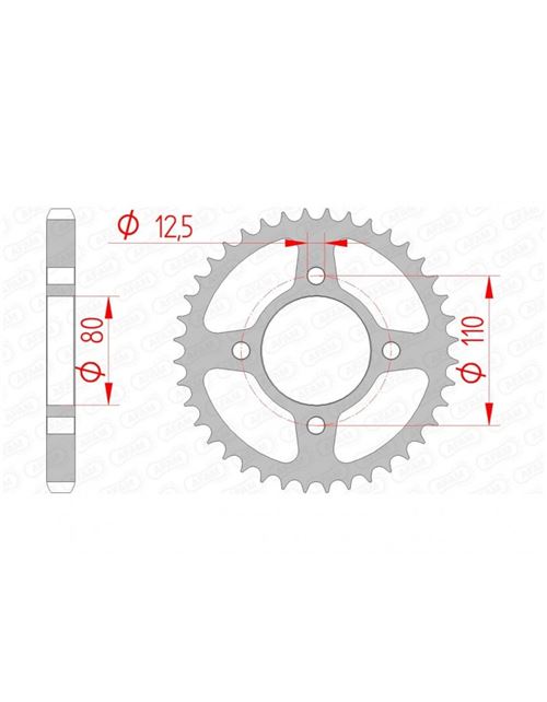 Couronne AFAM 43 dents acier standard pas 530 type 10603