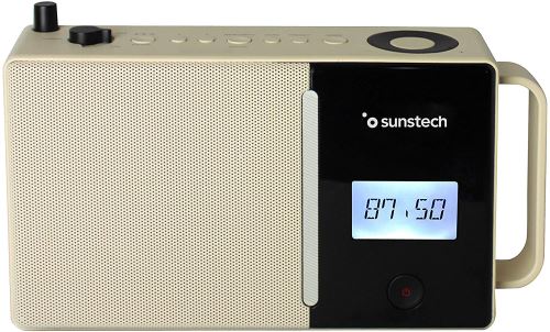 Sunstech RPDS500 Radio Portable numérique FM, BT (v5.0), Port USB, Connexion aux-in. Couleur : Beige.