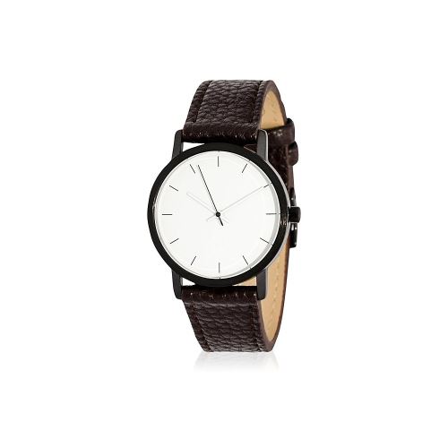Montre Mixte La Trotteuse Cadran 34 mm En Acier Blanc Et Bracelet Marron En Cuir LT001