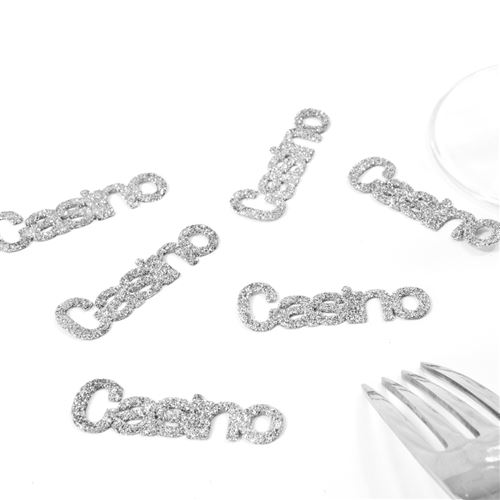 Lot de 60 Confettis de table thème Casino coloris Argent - 5 x 1,5 cm