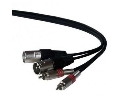 IBIZA SOUND CM3RX-2 Câble RCA avec protection à ressort à 2x fiches XLR - 3m