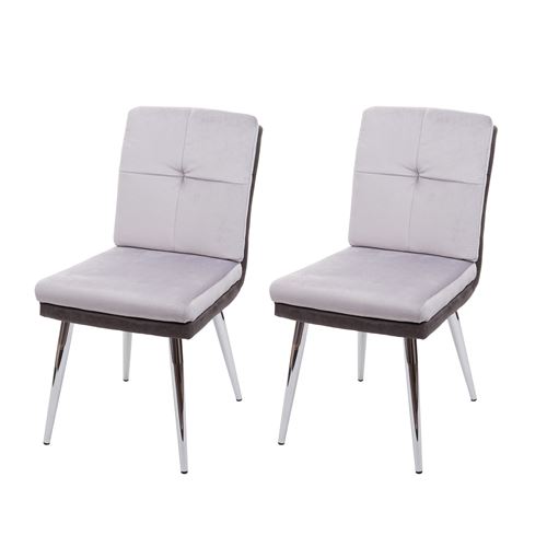 2x Chaise de salle à manger MENDLER HWC-G48 similicuir velours gris