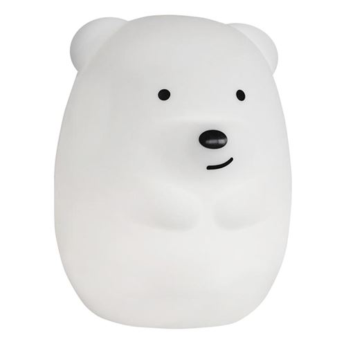 Veilleuse b&eacute;b&eacute; ours sans fil touch LED TEDDY Blanc Silicone H19CM