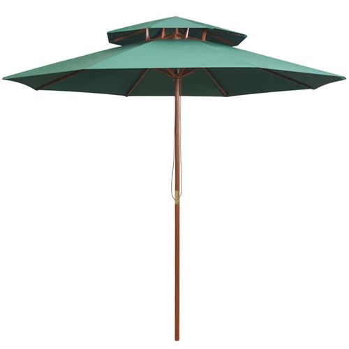 VidaXL Parasol de terrasse 270 x 270 cm Poteau en bois Vert