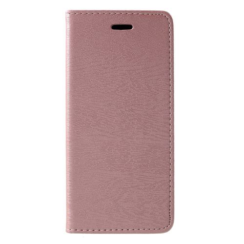 Etui en PU motif bois auto-absorbé or rose pour votre Samsung Galaxy J4 Plus/J4 Prime