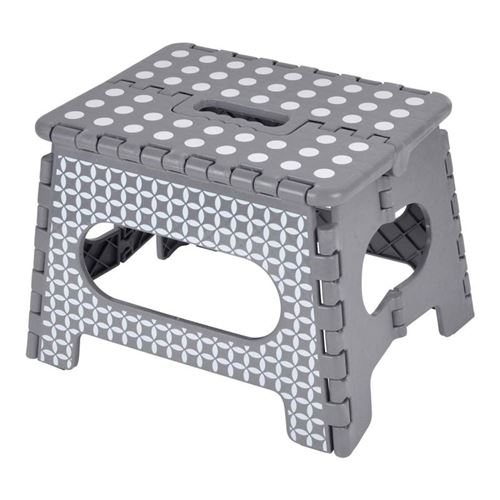 Paris Prix - Marchepied Pliable geoflower 29cm Gris