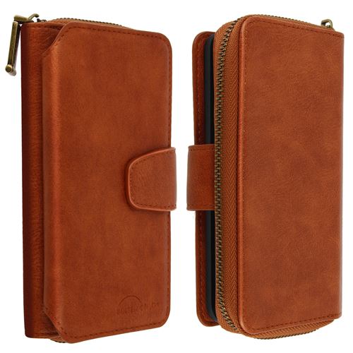 Étui pour Samsung Galaxy A40 Portefeuille Cuir 2 en 1 Coque Détachable Marron