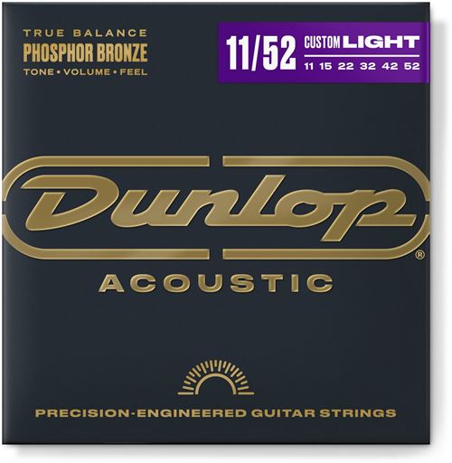 Jeu de cordes guitare acoustique dunlop phosphore bronze light 11-52