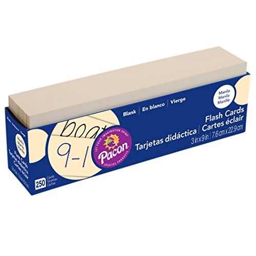 Pacon PAC74100 Blank Flash Cards, 3 x 9, Manila, Pack of 250